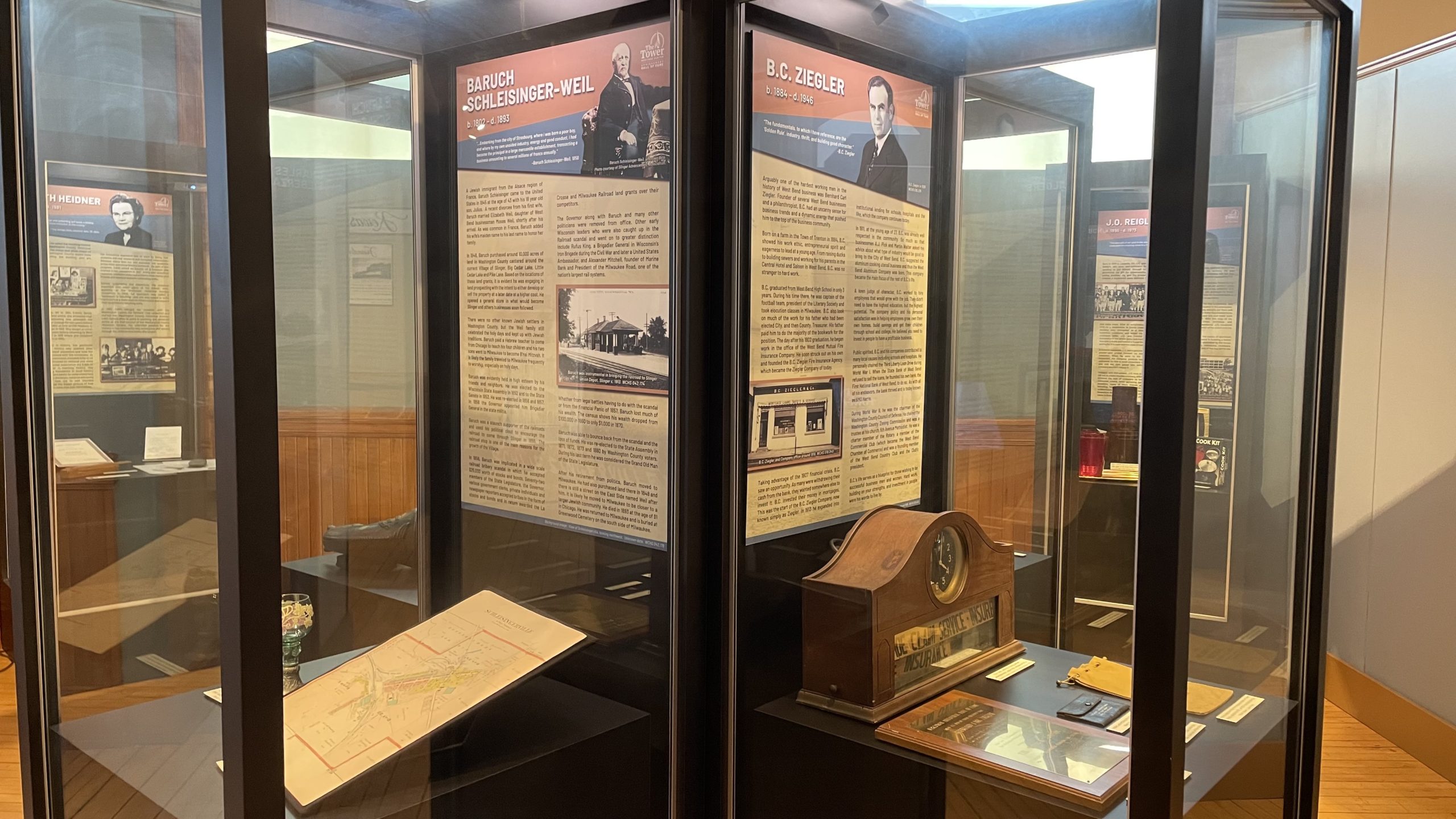 Display cases at the Towere Hertitage Center's Achievement Hall of Fame