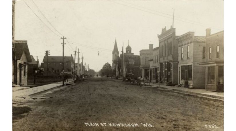 Kewaskum’s unpaved Main Street in Washington County, Wisconsin