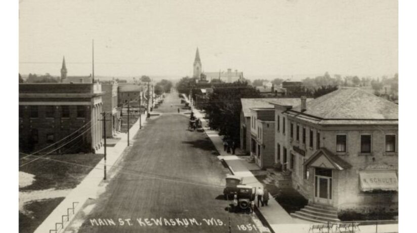 Kewaskum’s historic main street in Washington County, Wisconsin