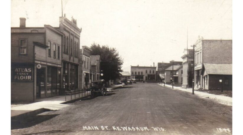 Storefronts along Kewaskum’s Main Street in Early Washington County, Wisconsin