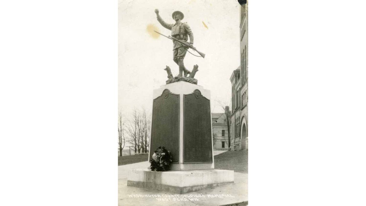 The Spirit of the American Doughboy Statue at the Veterans' Plaza at The Tower Heritage Center in Washington County, Wisconsin