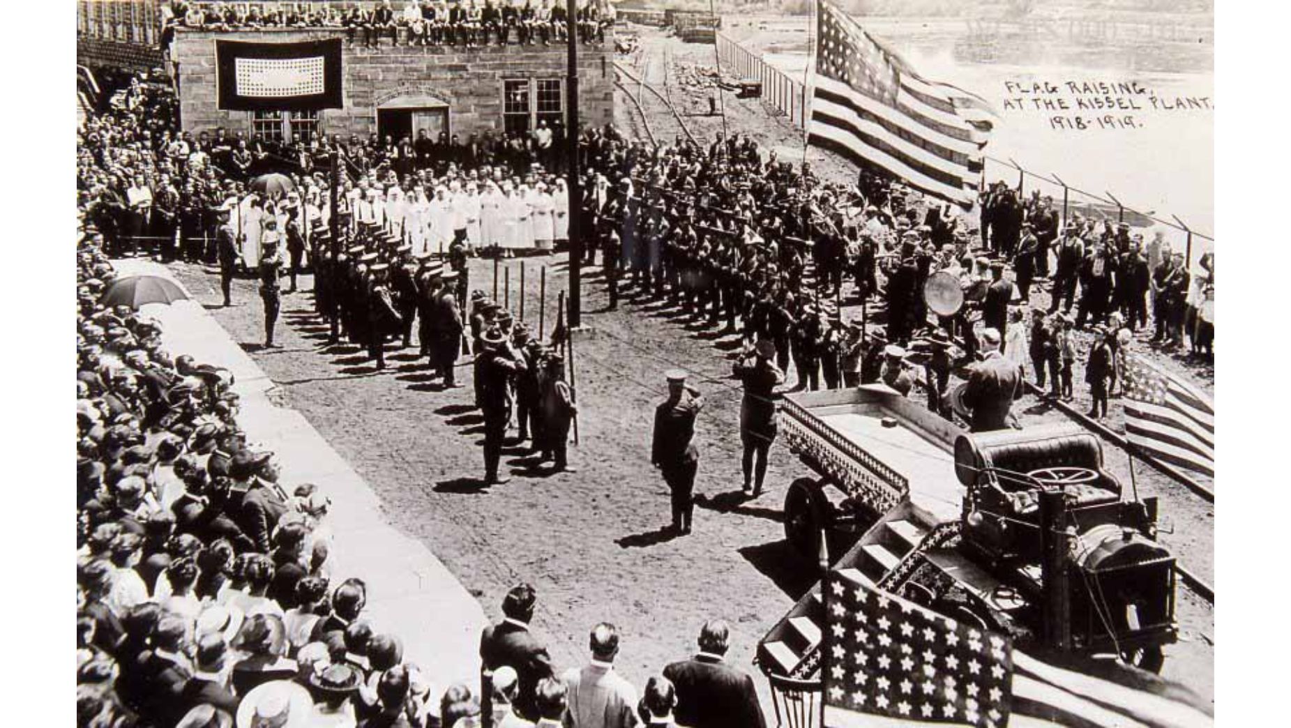 Raising and dedication of the American Flag at the Kissel Motor Car Company in Hartford