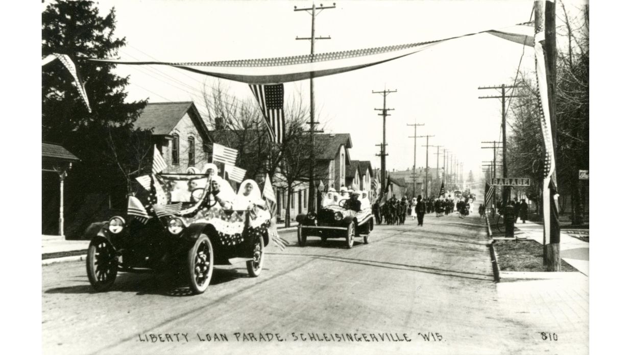 The American flag at Slinger’s liberty loan parade in Early Washington County, Wisconsin
