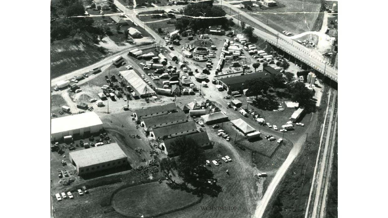 The 1970s Fairgrounds with The Tower Heritage Center home to the Washington County Historical Society in West Bend, Wisconsin