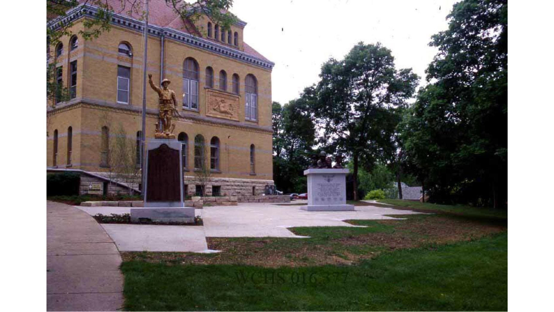 The Doughboy Statue outside of the 1889 Courthouse Museum in Washington County, Wisconsin