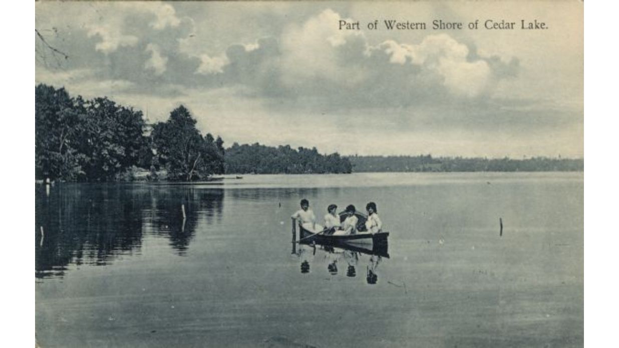 Paddling on the lake with with The Tower Heritage Center home to the Washington County Historical Society in West Bend, Wisconsin