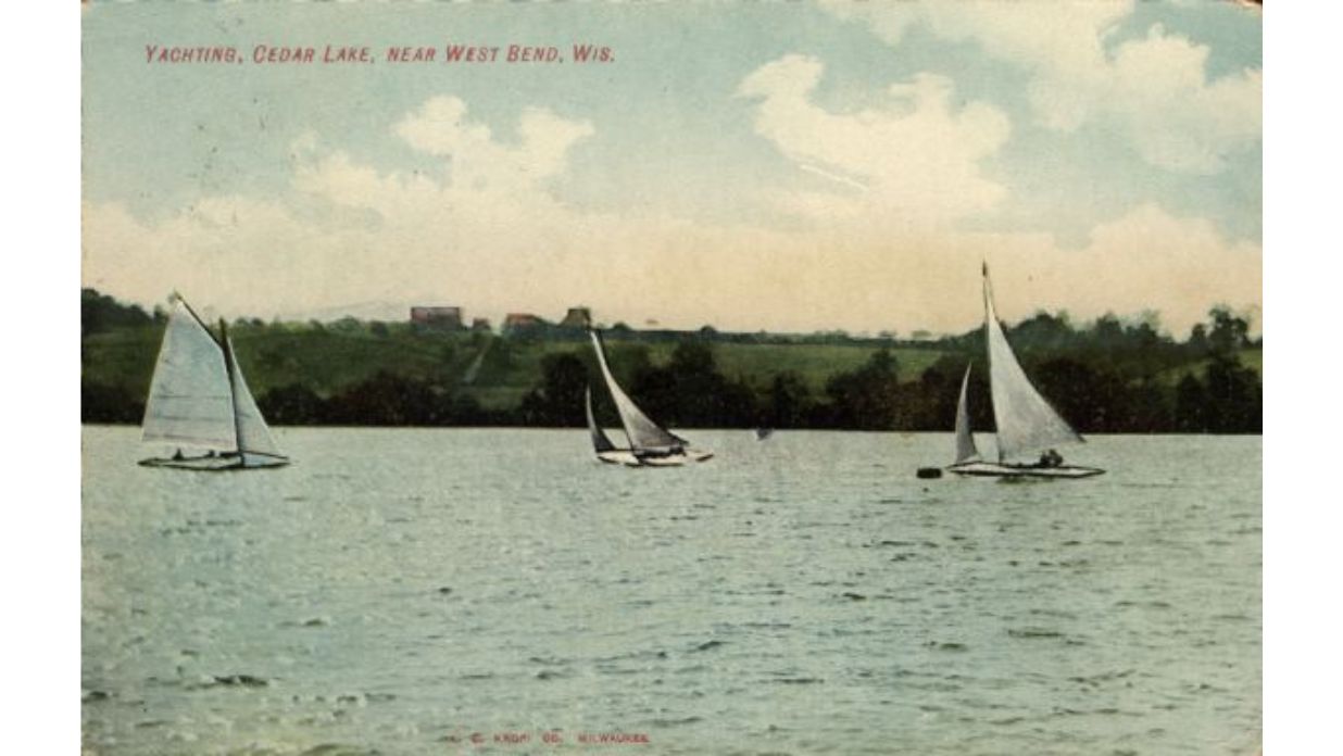 Sailing on Cedar Lake with  with The Tower Heritage Center home to the Washington County Historical Society in West Bend, Wisconsin