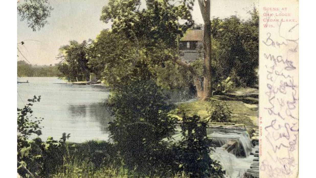 A scene at Oak Lodge with The Tower Heritage Center home to the Washington County Historical Society in West Bend, Wisconsin
