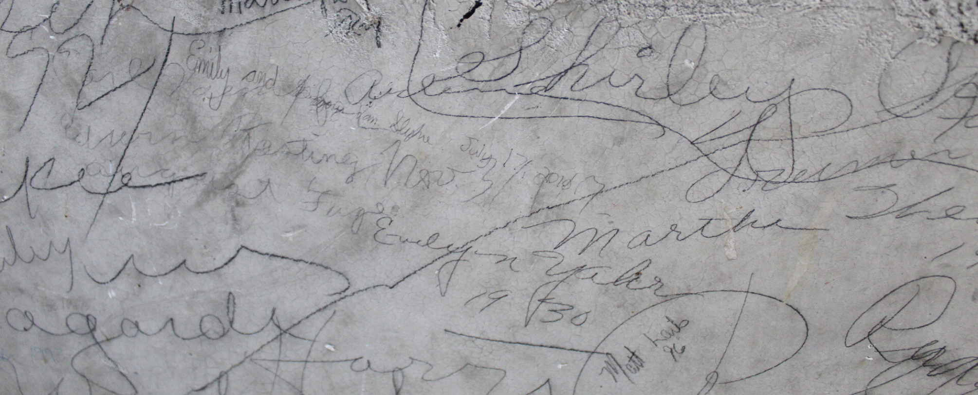 Graffiti on staircase walls in the tower of the 1889 Courthouse of The Tower Heritage Center