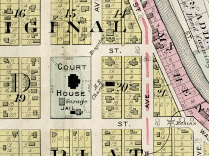 1915 plat map of West Bend, Wisconsin with The Tower Heritage Center