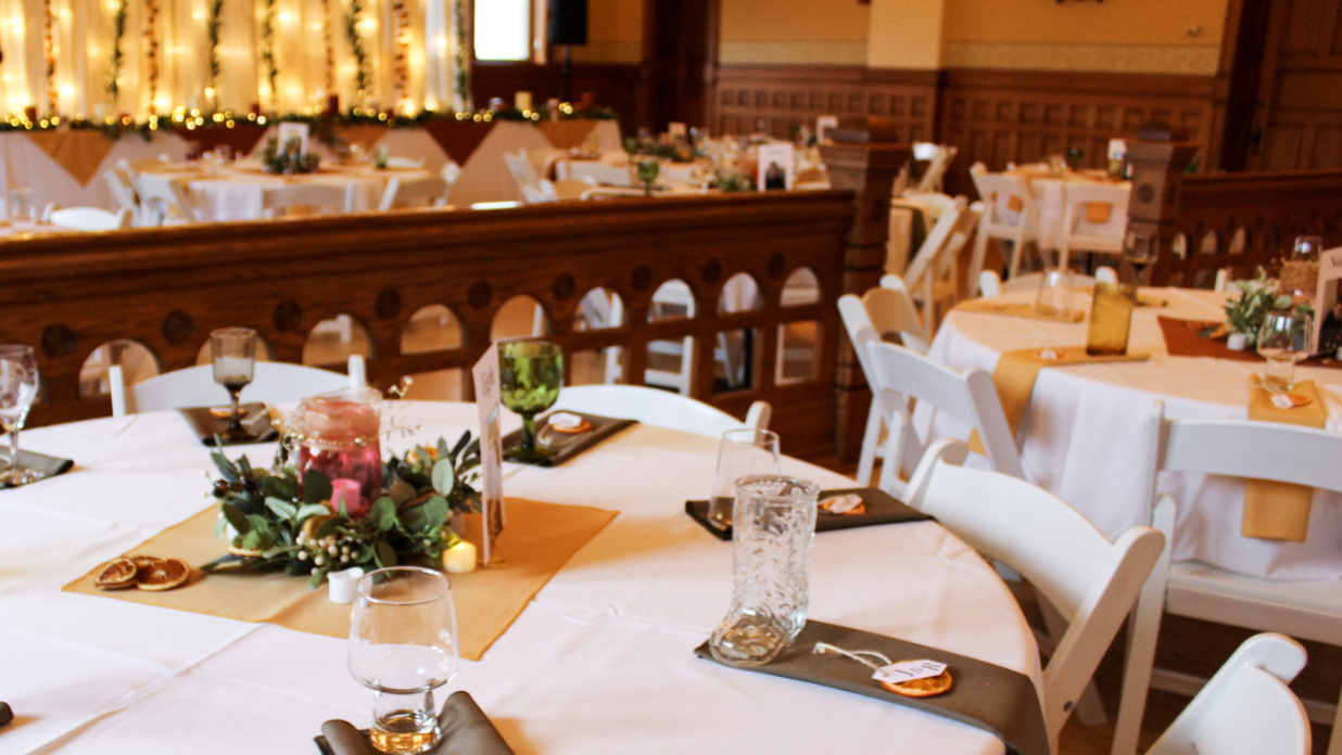 Table decor at historic venue