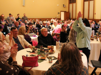 Crowd in the courtroom of the 1889 Courthouse for The Tower Heritage Center's event