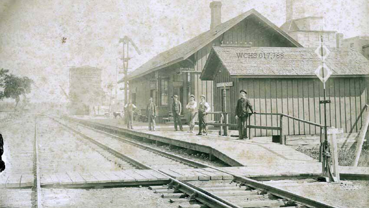 The original West Bend train depot of the Chicago and Northwestern Railway in Washington County, Wisconsin