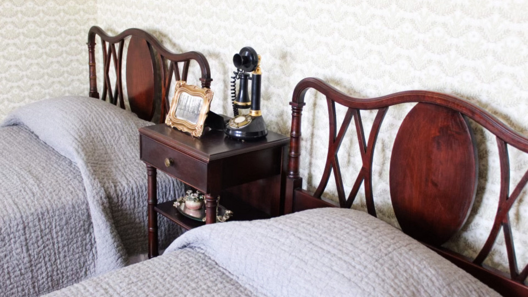 View of a bedroom in the historic Schwartz Family House