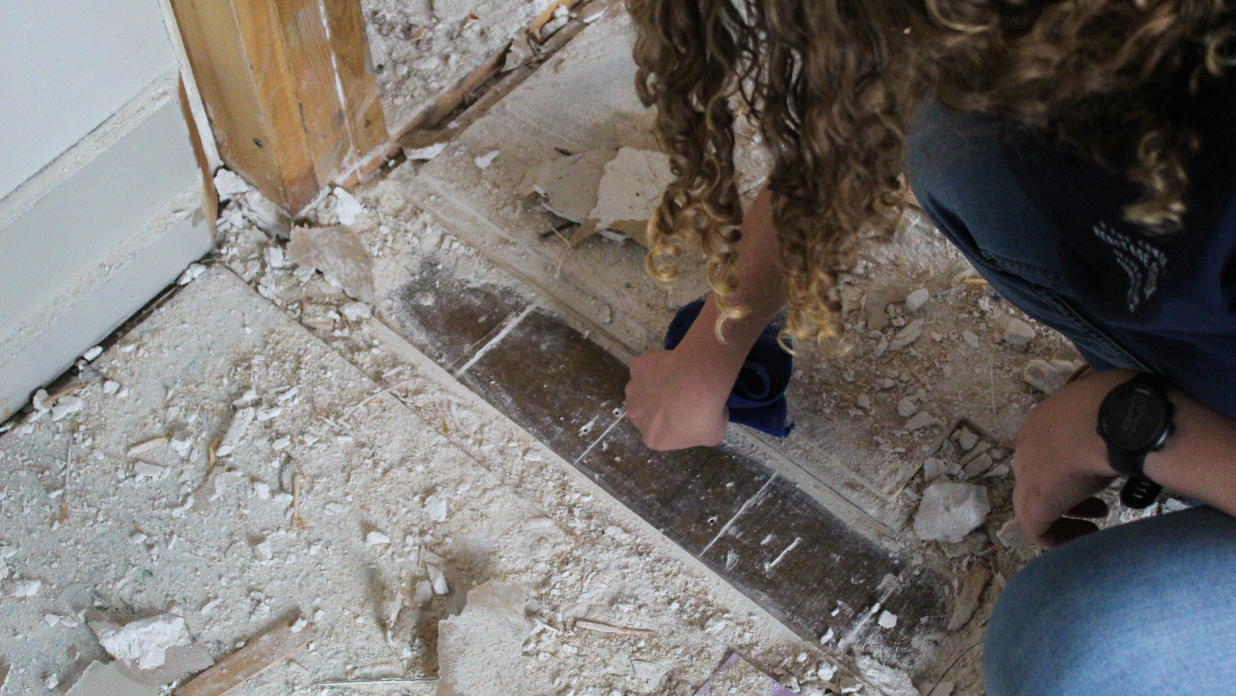 Original hardwood flooring in historic building in Wisconsin