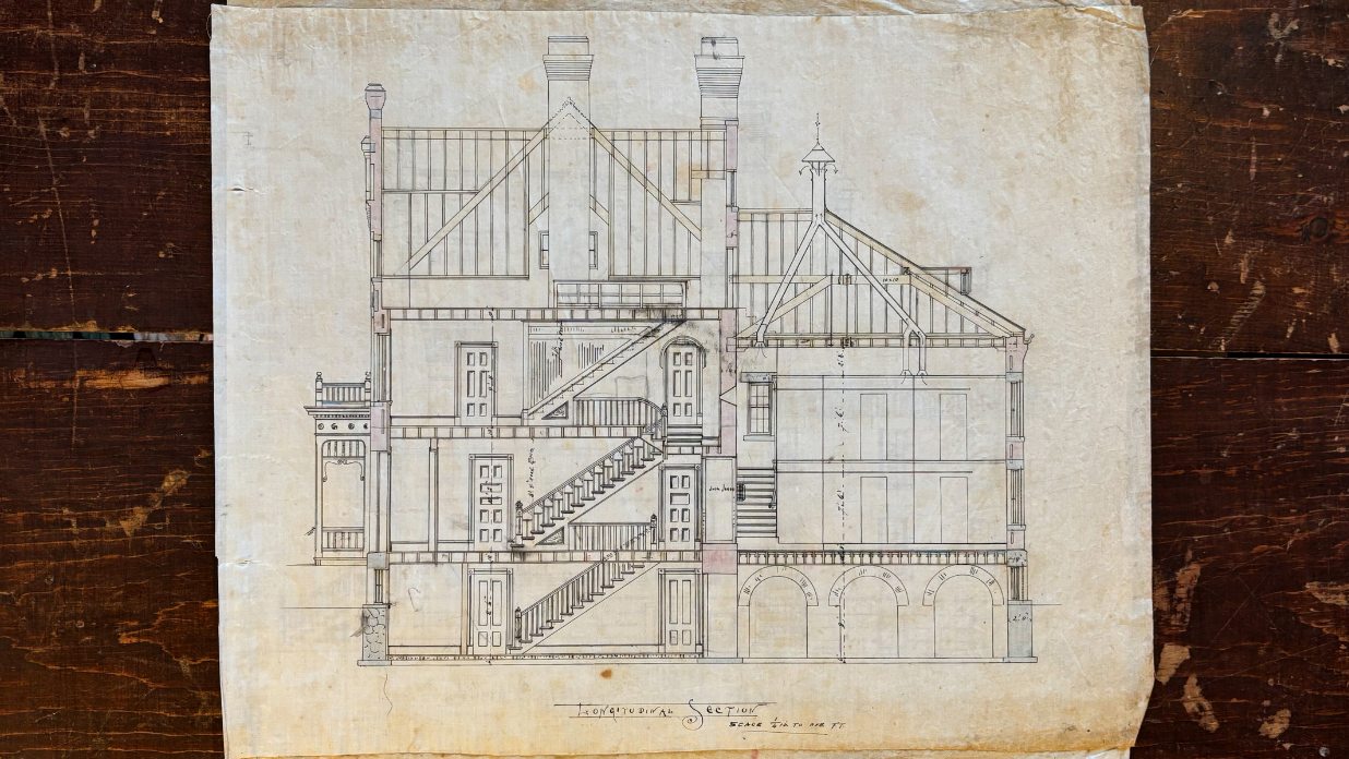 Original 1886 Blueprint of the West Bend historic Jailhouse